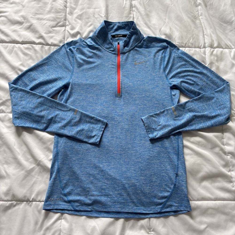 Nike Pullover Mens Small Blue Dri-Fit‎ Quarter Zip Stretch Workout Running